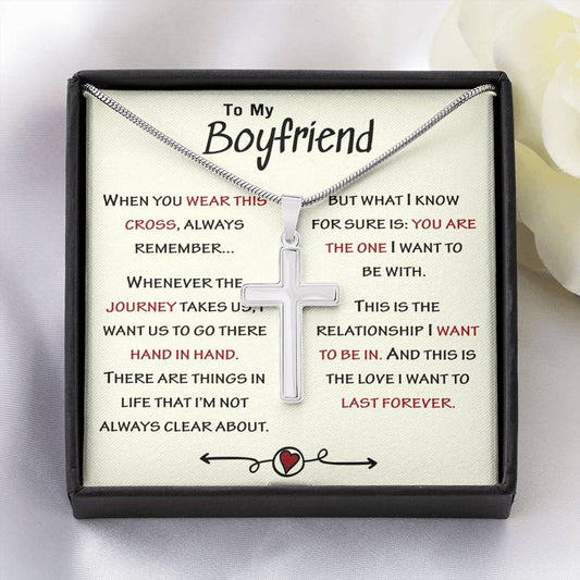 To My Boyfriend Cross Necklace Gift From Girlfriend Jewelry With Message card