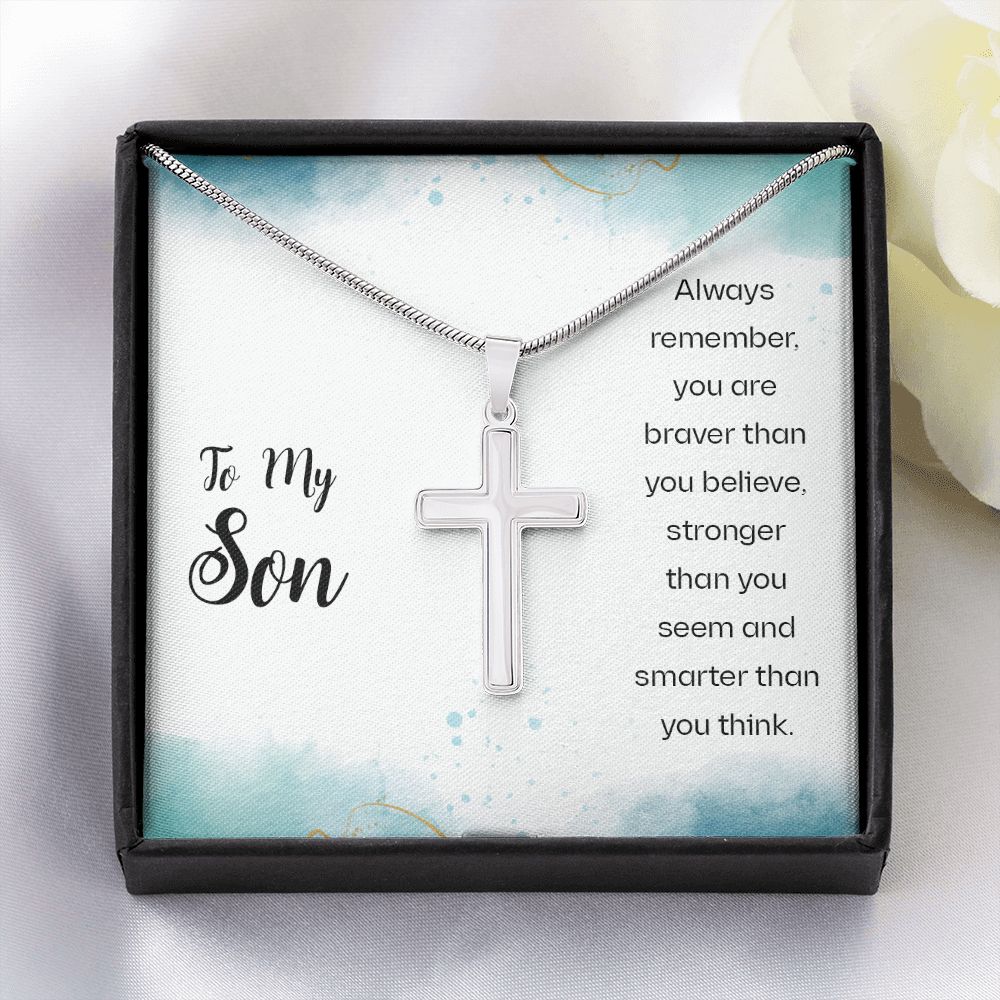 To My Son Necklace From Mom and Dad Jewelry Son Gifts From Mom and Dad, Mother and Son Necklace, Birthday Gift For My Son Graduation Christmas Cuban Link Chain Necklace Present