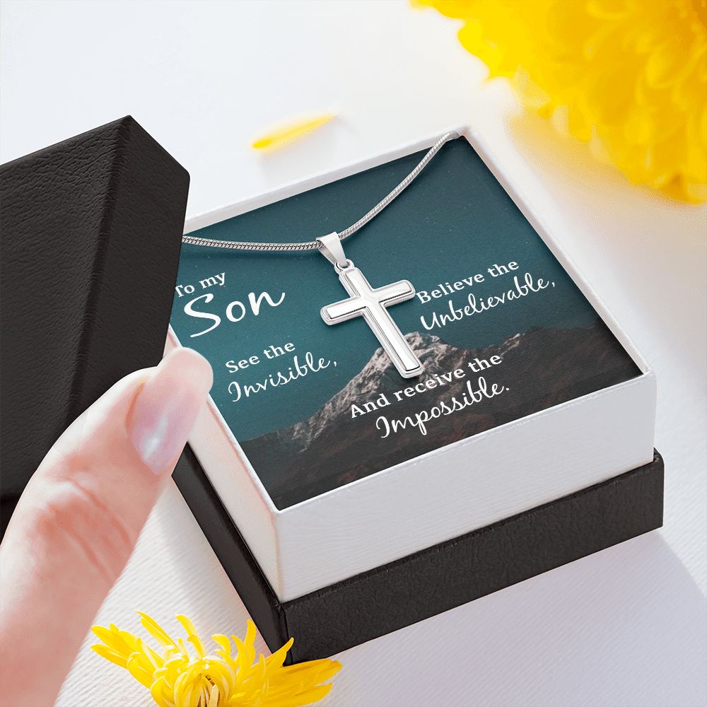 To My Son Necklace From Mom and Dad Jewelry Son Gifts From Mom and Dad, Mother and Son Necklace, Birthday Gift For My Son Graduation Christmas Cuban Link Chain Necklace Present