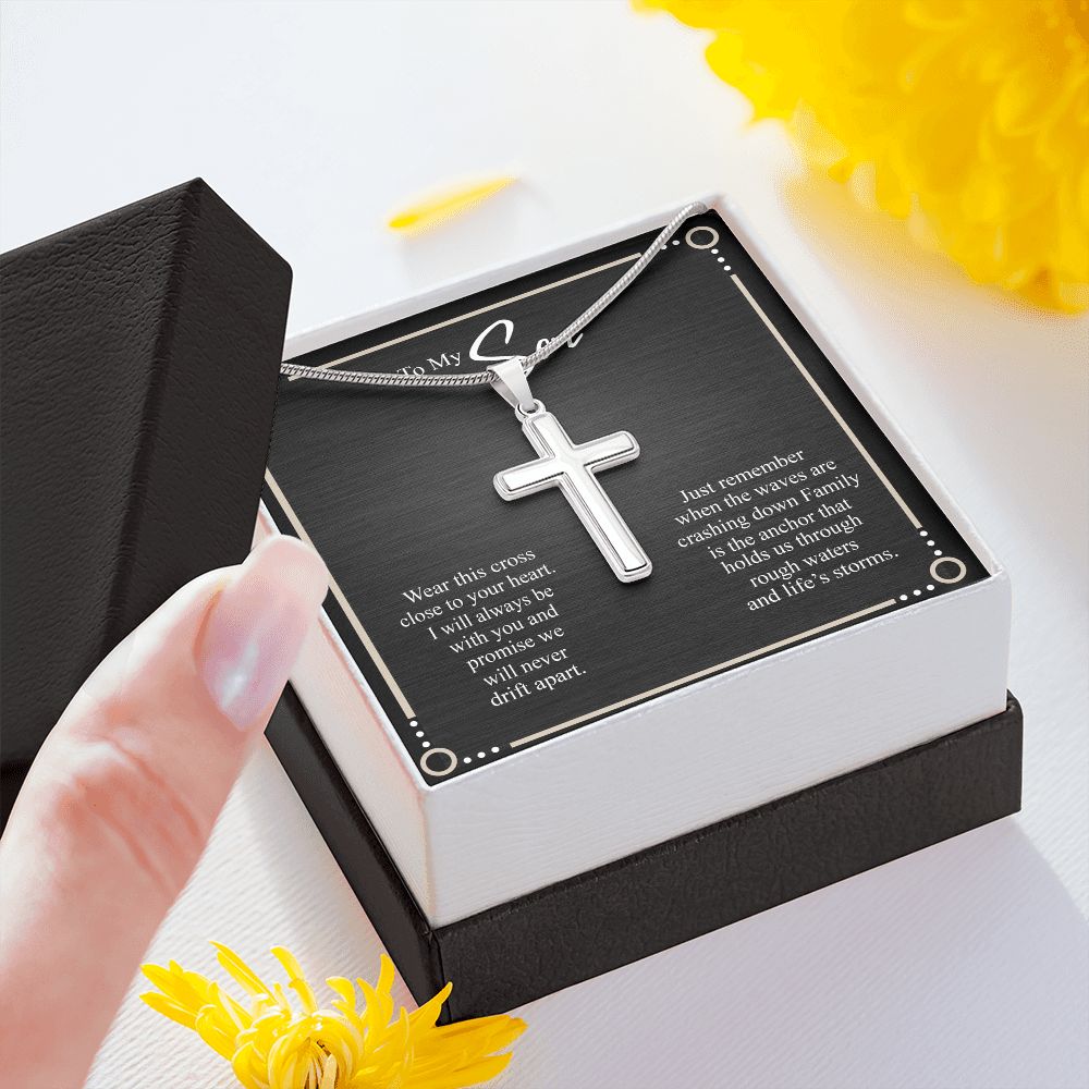 To My Son Necklace From Mom and Dad Jewelry Son Gifts From Mom and Dad, Mother and Son Necklace, Birthday Gift For My Son Graduation Christmas Stainless Steel Cross Necklace Present for Son
