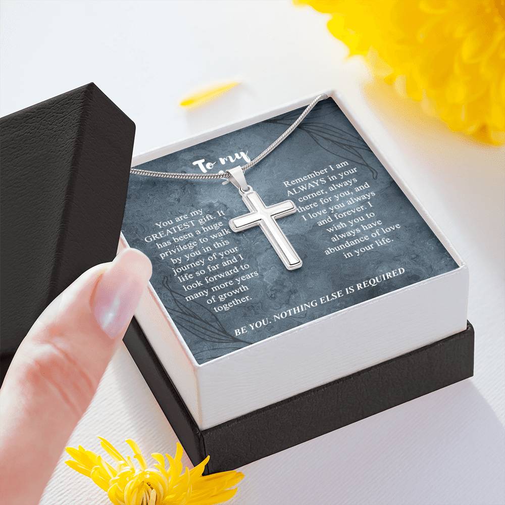 To My Son Cross Necklace, Son Birthday Gift, Message Card Gift For Son