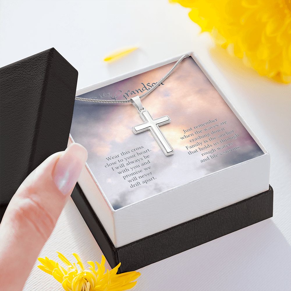To My Grandson Cross Necklace Jewelry Gift For Grandson Graduation Gift for Him 175220731509