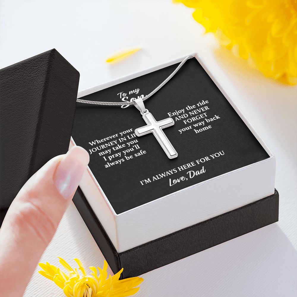 To My Son Necklace From Mom and Dad Jewelry Son Gifts From Mom and Dad, Mother and Son Necklace, Birthday Gift For My Son Graduation Christmas Stainless Steel Cross Necklace Present for Son