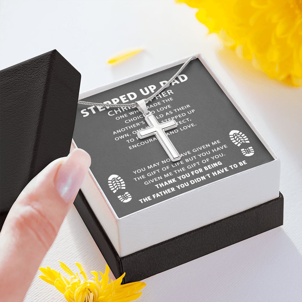 Cross Neckalce for Stepped Up Dad, To My Stepped Up Dad Necklace