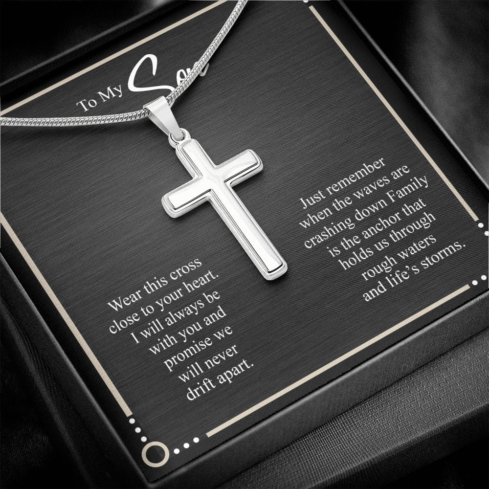 To My Son Necklace From Mom and Dad Jewelry Son Gifts From Mom and Dad, Mother and Son Necklace, Birthday Gift For My Son Graduation Christmas Stainless Steel Cross Necklace Present for Son