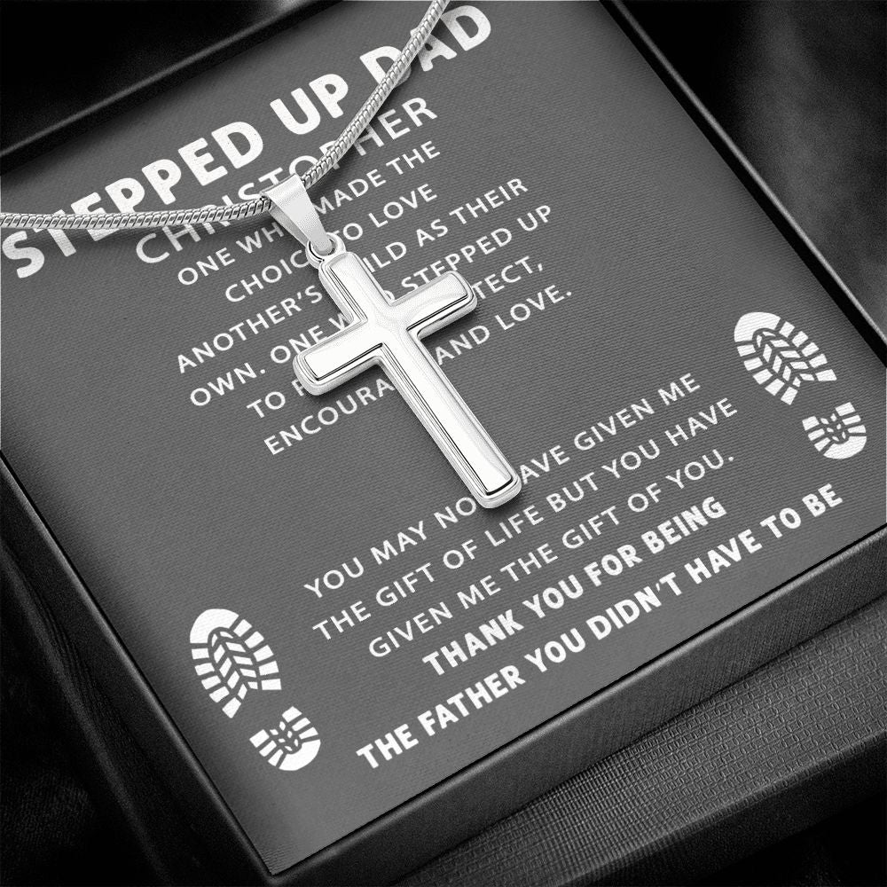 Cross Neckalce for Stepped Up Dad, To My Stepped Up Dad Necklace
