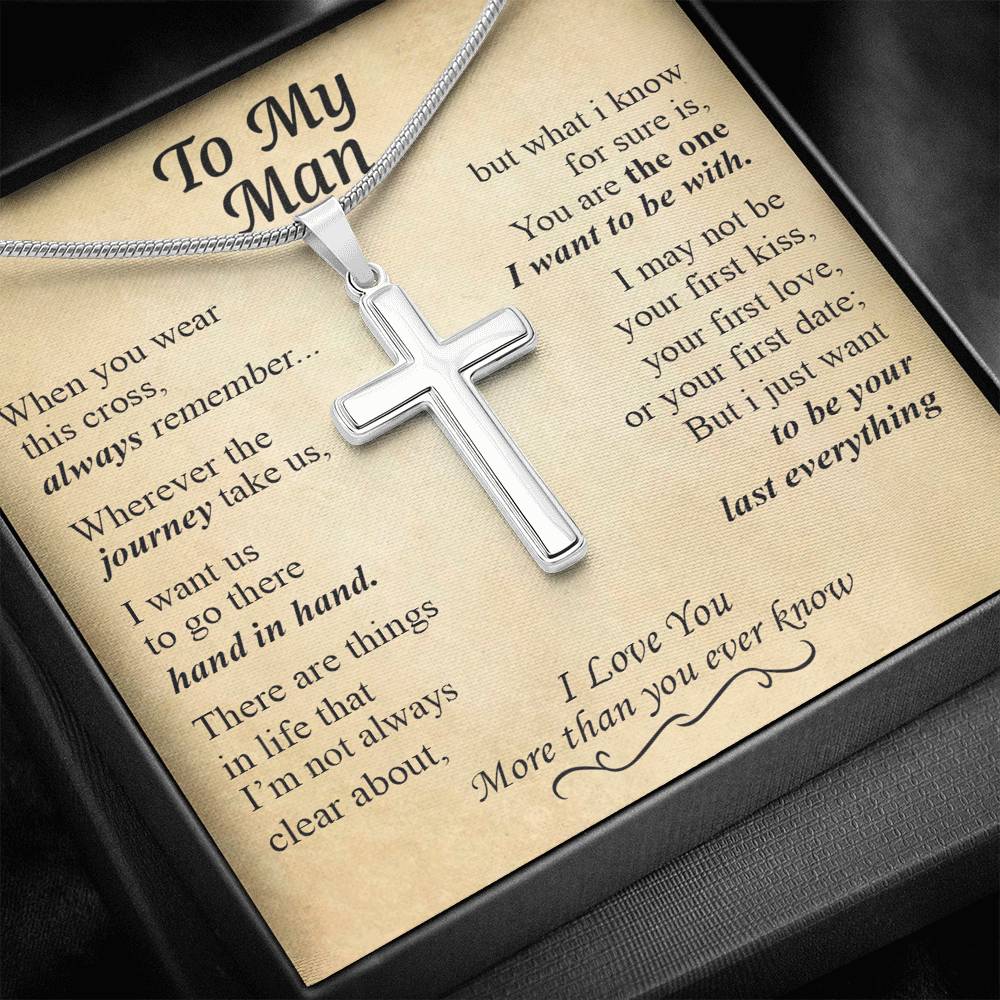 Gift for Husband Boyfriend, To My Man Cross Necklace, Birthday Gift for Husband