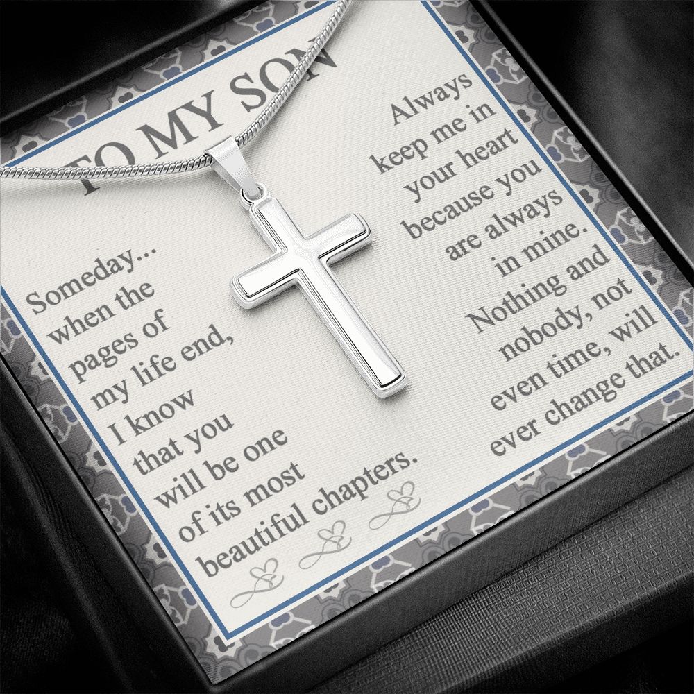 To My Son Necklace From Mom and Dad Jewelry Son Gifts From Mom and Dad, Mother and Son Necklace, Birthday Gift For My Son Graduation Christmas Stainless Steel Cross Necklace Present