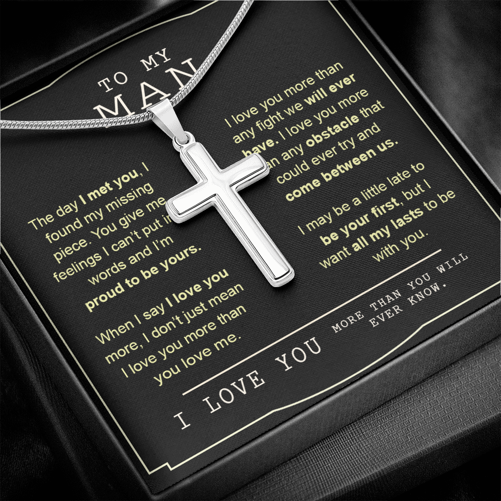To My Man Necklace Gift or Him Cross Necklace Valentines Day Day For Man Husband 175100654749