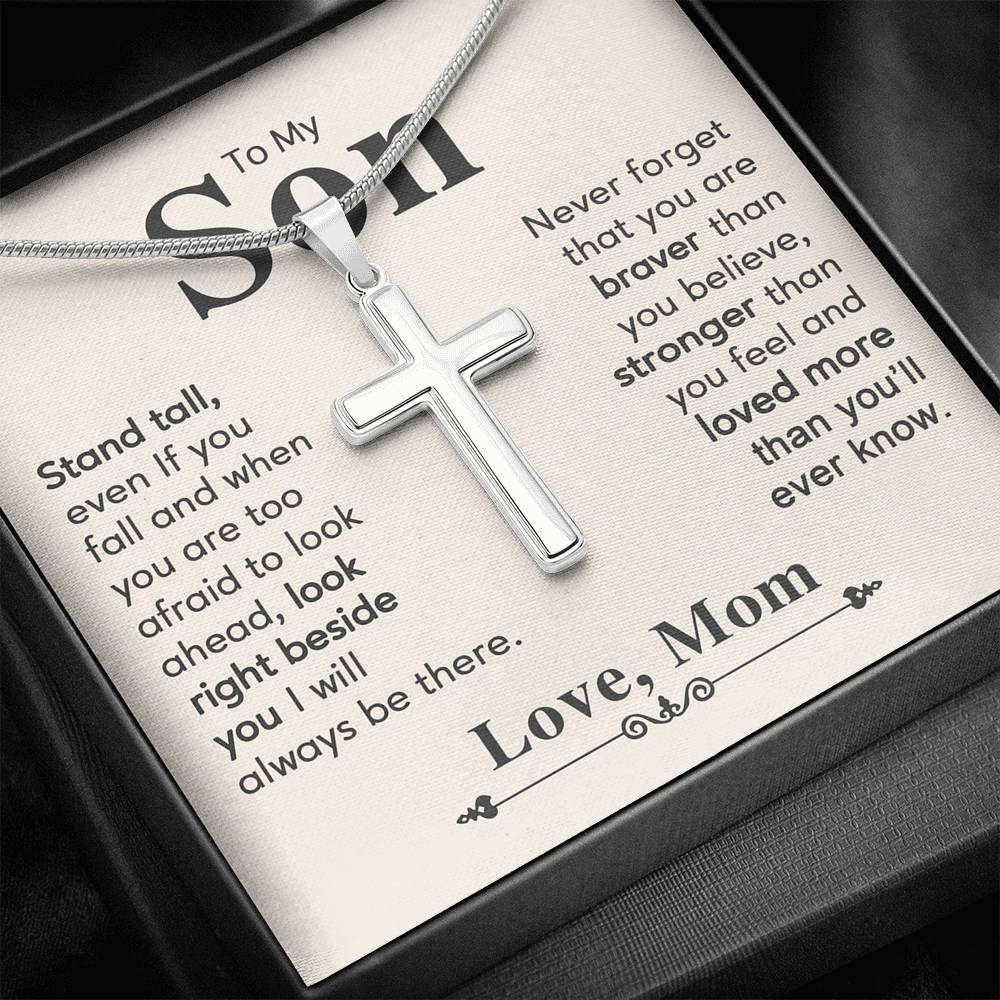 AZGifts To My Son Cross Necklace from Mom, Gift For Graduation Him Necklace, Jewelry Son, On Birthday Christmas, Anniversary Congratulations Grad, Senior Gift, white, 22 CrossThach1080521-05 R2-ZWDX-ZV9O  B094GD8S5G