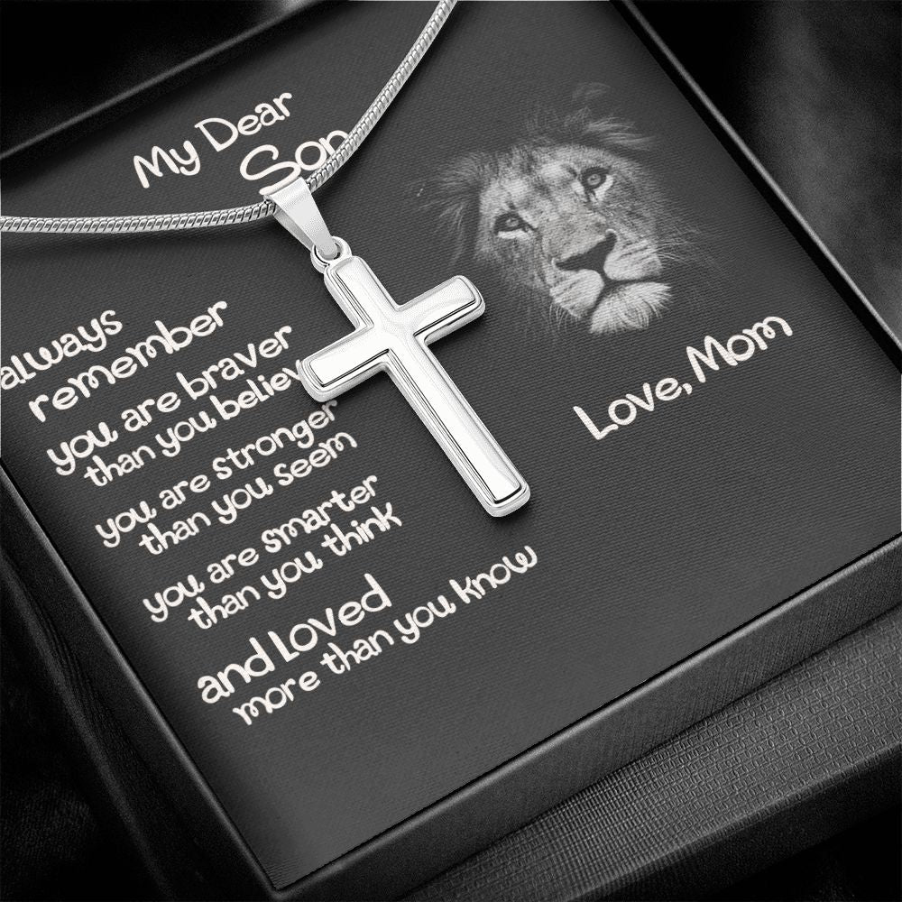 To My Son Necklace From Mom and Dad Jewelry Son Gifts From Mom and Dad, Mother and Son Necklace, Birthday Gift For My Son Graduation Christmas Cuban Link Chain Necklace Present