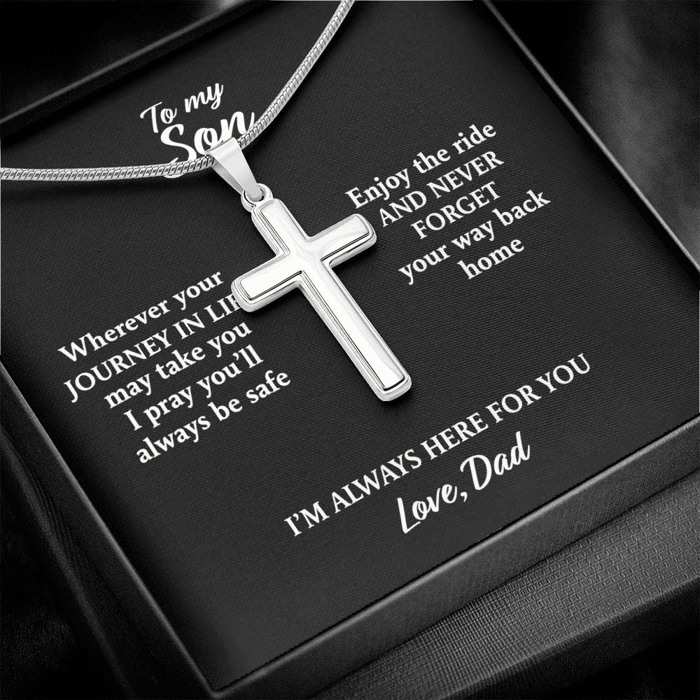 To My Son Necklace From Mom and Dad Jewelry Son Gifts From Mom and Dad, Mother and Son Necklace, Birthday Gift For My Son Graduation Christmas Stainless Steel Cross Necklace Present for Son