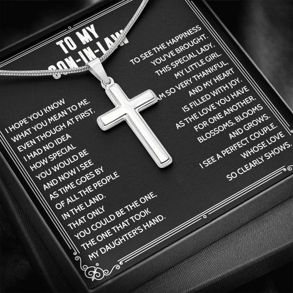 Mother to Son-in-law Cross Pendant Necklace for Son-in-law Birthday Wedding Gift