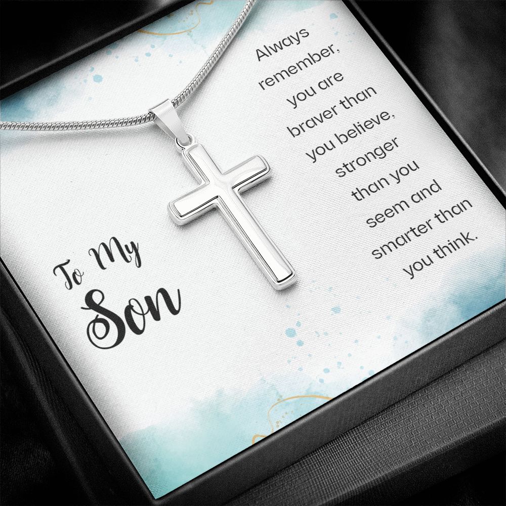 To My Son Necklace From Mom and Dad Jewelry Son Gifts From Mom and Dad, Mother and Son Necklace, Birthday Gift For My Son Graduation Christmas Cuban Link Chain Necklace Present