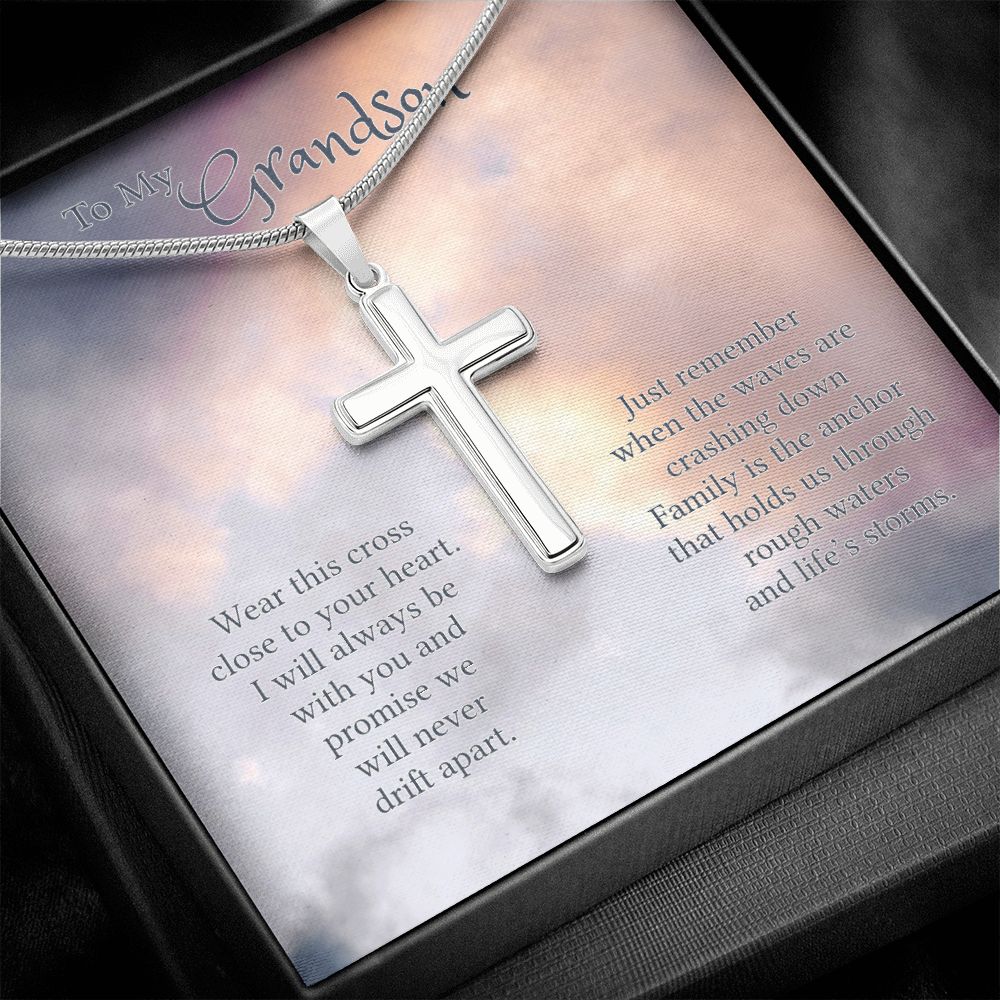To My Grandson Cross Necklace Jewelry Gift For Grandson Graduation Gift for Him 175220731509