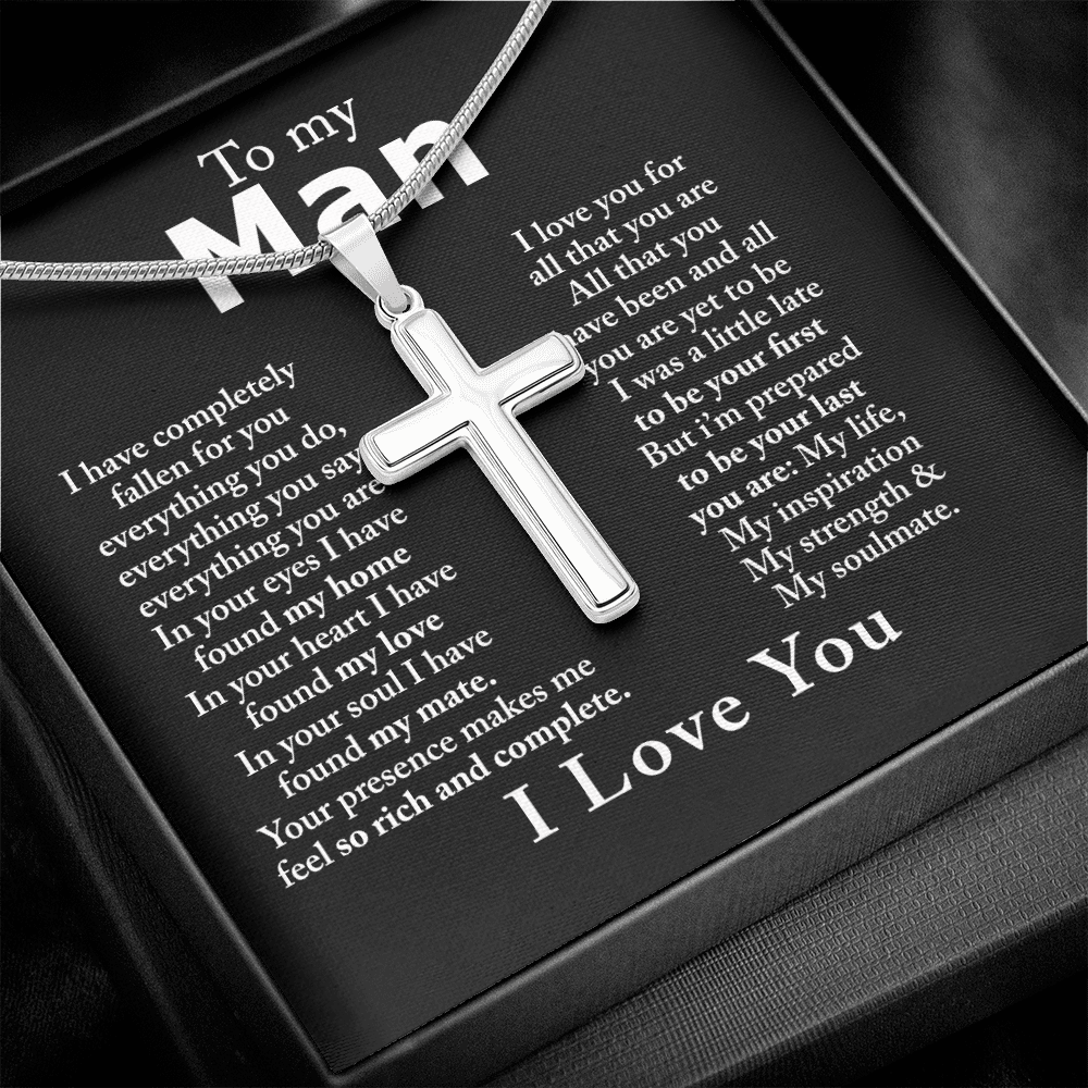To My Man Necklace Gift For Him Cross Necklace Valentines Day Day For Boyfriend 175100656247