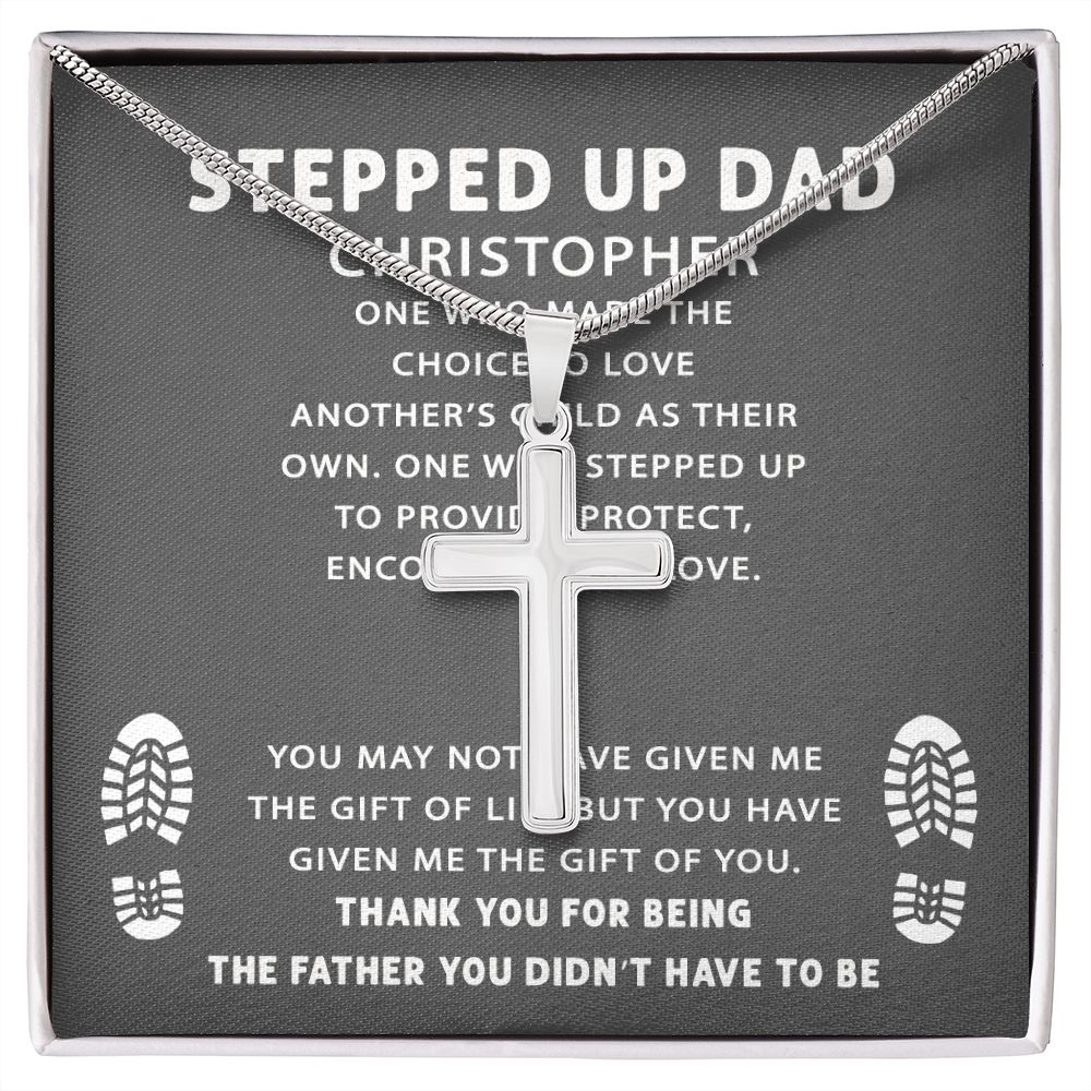 Cross Neckalce for Stepped Up Dad, To My Stepped Up Dad Necklace