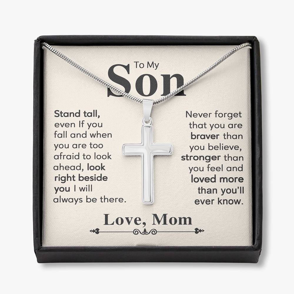 AZGifts To My Son Cross Necklace from Mom, Gift For Graduation Him Necklace, Jewelry Son, On Birthday Christmas, Anniversary Congratulations Grad, Senior Gift, white, 22 CrossThach1080521-05 R2-ZWDX-ZV9O  B094GD8S5G