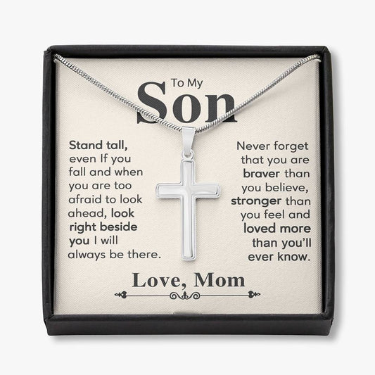 AZGifts To My Son Cross Necklace from Mom, Gift For Graduation Him Necklace, Jewelry Son, On Birthday Christmas, Anniversary Congratulations Grad, Senior Gift, white, 22 CrossThach1080521-05 R2-ZWDX-ZV9O  B094GD8S5G