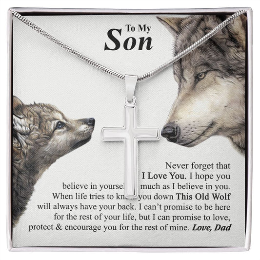 To My Son Necklace From Mom and Dad Jewelry Son Gifts From Mom and Dad, Mother and Son Necklace, Birthday Gift For My Son Graduation Christmas Stainless Steel Cross Necklace Present for Son