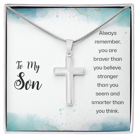 To My Son Necklace From Mom and Dad Jewelry Son Gifts From Mom and Dad, Mother and Son Necklace, Birthday Gift For My Son Graduation Christmas Cuban Link Chain Necklace Present