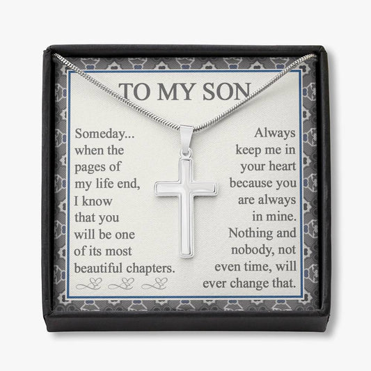HaoKrr0110821-1-NG-04 To My Son Artisan Cross Necklace with Message Card and Gift Box Gift for Son