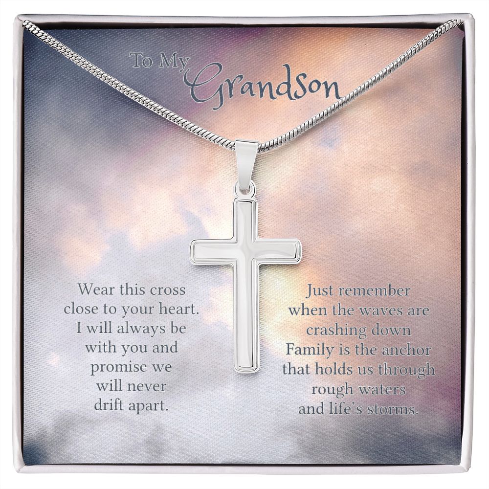 To My Grandson Cross Necklace Jewelry Gift For Grandson Graduation Gift for Him 175220731509