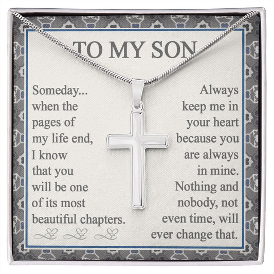 To My Son Necklace From Mom and Dad Jewelry Son Gifts From Mom and Dad, Mother and Son Necklace, Birthday Gift For My Son Graduation Christmas Stainless Steel Cross Necklace Present