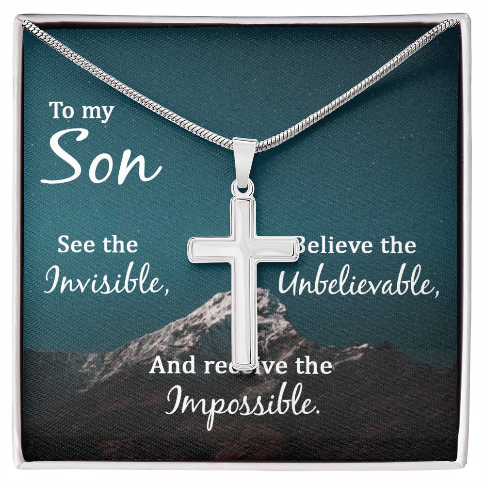 To My Son Necklace From Mom and Dad Jewelry Son Gifts From Mom and Dad, Mother and Son Necklace, Birthday Gift For My Son Graduation Christmas Cuban Link Chain Necklace Present