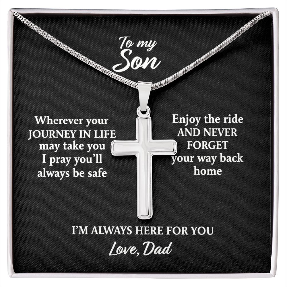 To My Son Necklace From Mom and Dad Jewelry Son Gifts From Mom and Dad, Mother and Son Necklace, Birthday Gift For My Son Graduation Christmas Stainless Steel Cross Necklace Present for Son