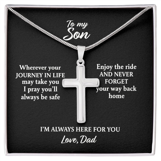 To My Son Necklace From Mom and Dad Jewelry Son Gifts From Mom and Dad, Mother and Son Necklace, Birthday Gift For My Son Graduation Christmas Stainless Steel Cross Necklace Present for Son