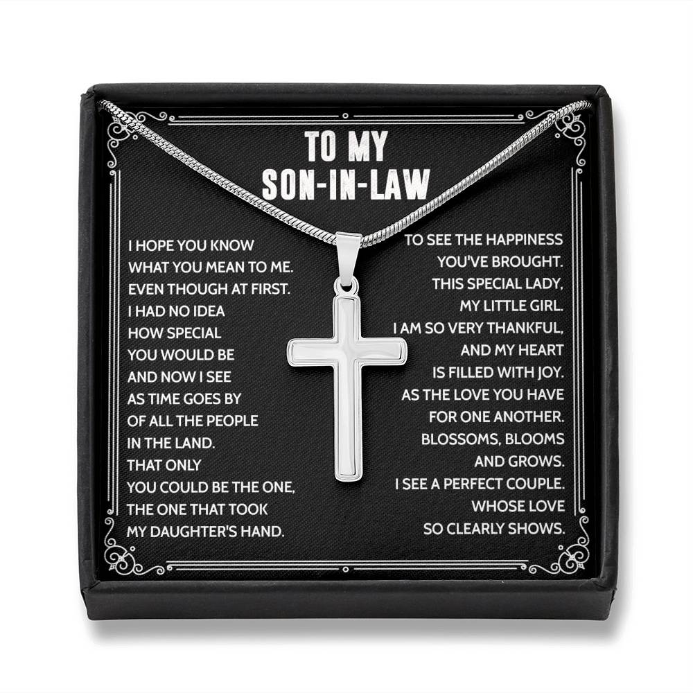 Mother to Son-in-law Cross Pendant Necklace for Son-in-law Birthday Wedding Gift