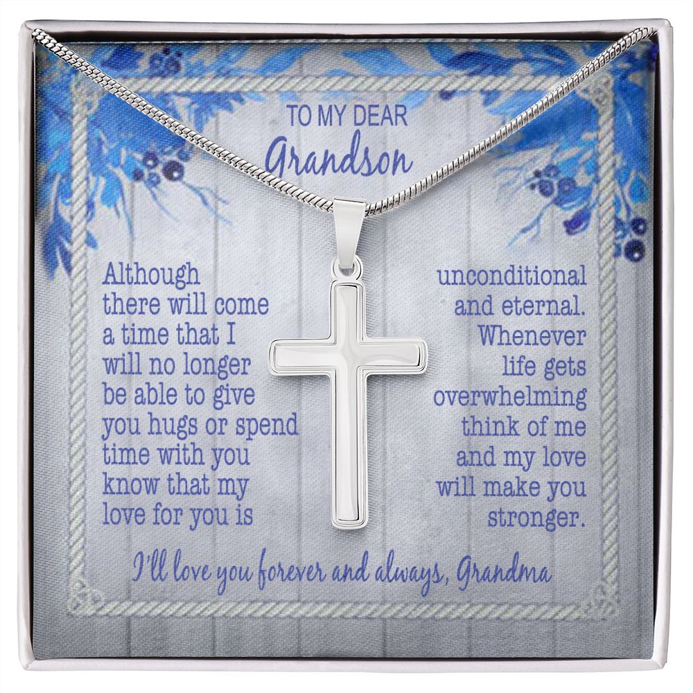 To My Grandson Gift for Grandson Grandson Birthday for Grandson Cross Necklace 175220749551