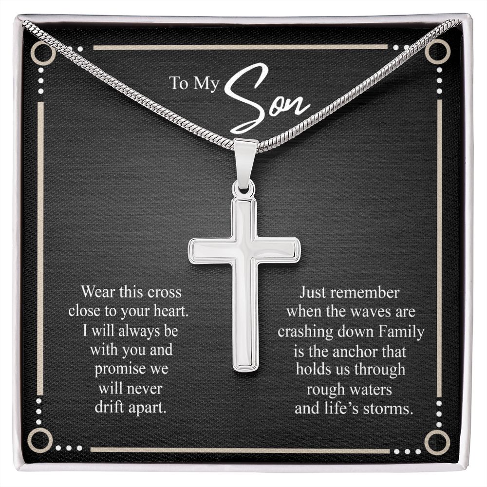 To My Son Necklace From Mom and Dad Jewelry Son Gifts From Mom and Dad, Mother and Son Necklace, Birthday Gift For My Son Graduation Christmas Stainless Steel Cross Necklace Present for Son