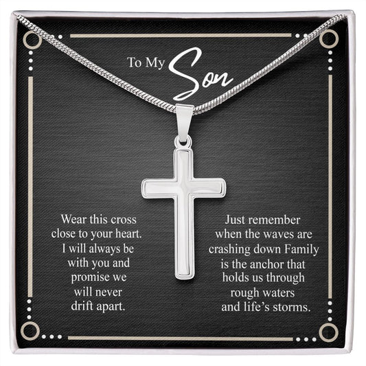 To My Son Necklace From Mom and Dad Jewelry Son Gifts From Mom and Dad, Mother and Son Necklace, Birthday Gift For My Son Graduation Christmas Stainless Steel Cross Necklace Present for Son