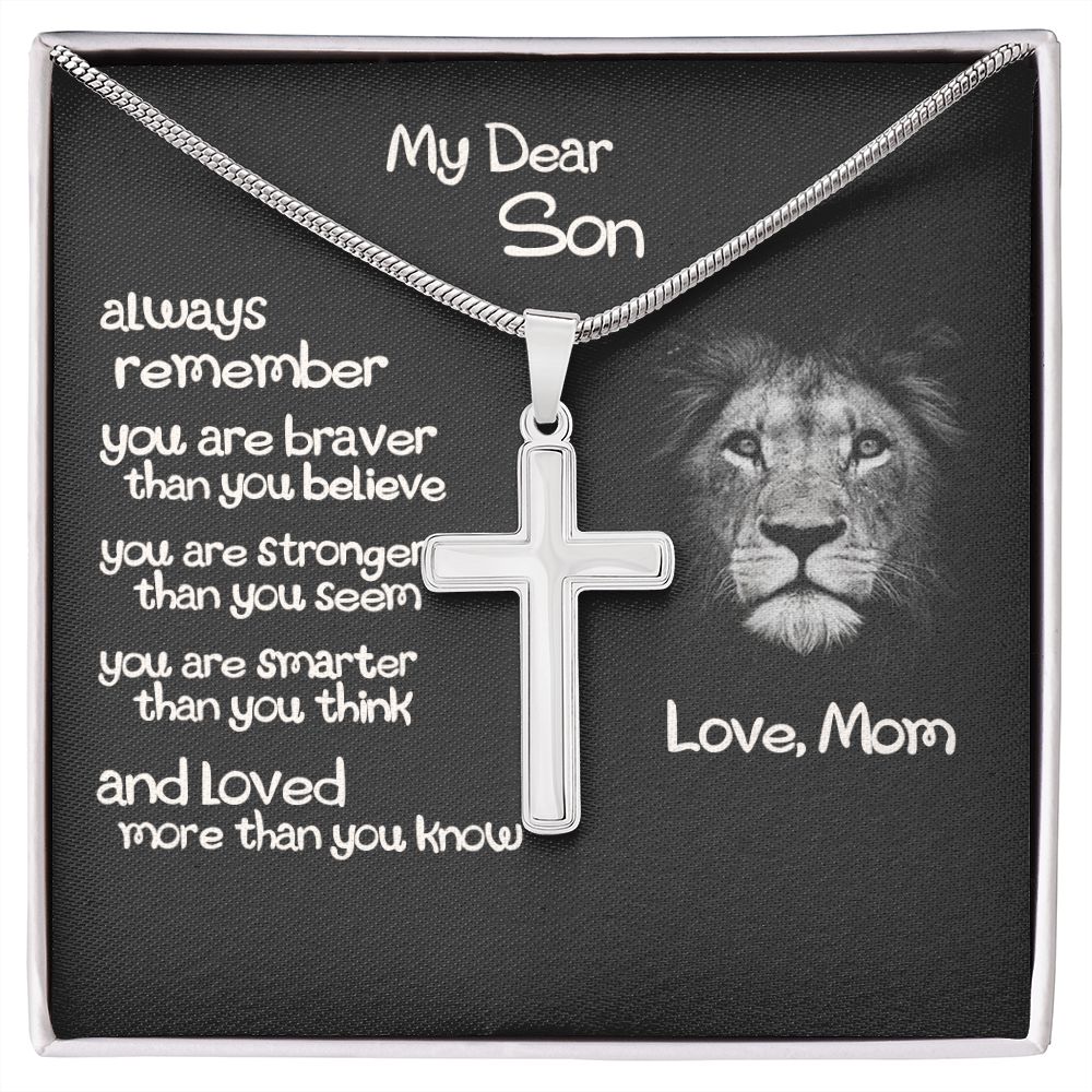 To My Son Necklace From Mom and Dad Jewelry Son Gifts From Mom and Dad, Mother and Son Necklace, Birthday Gift For My Son Graduation Christmas Cuban Link Chain Necklace Present