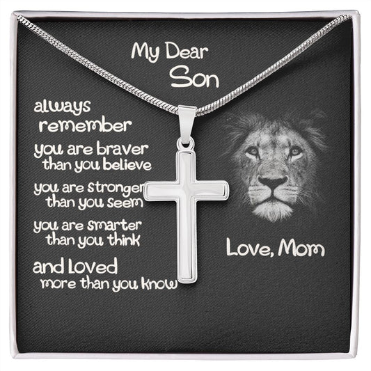To My Son Necklace From Mom and Dad Jewelry Son Gifts From Mom and Dad, Mother and Son Necklace, Birthday Gift For My Son Graduation Christmas Cuban Link Chain Necklace Present