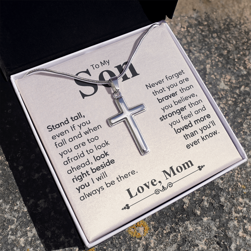 AZGifts To My Son Cross Necklace from Mom, Gift For Graduation Him Necklace, Jewelry Son, On Birthday Christmas, Anniversary Congratulations Grad, Senior Gift, white, 22 CrossThach1080521-05 R2-ZWDX-ZV9O  B094GD8S5G