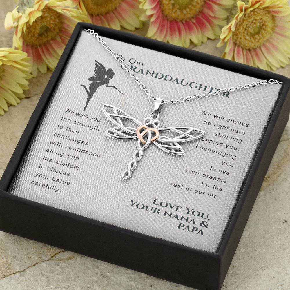 To Our Granddaughter Dragonfly Necklace Gift Granddaughter from nana papa