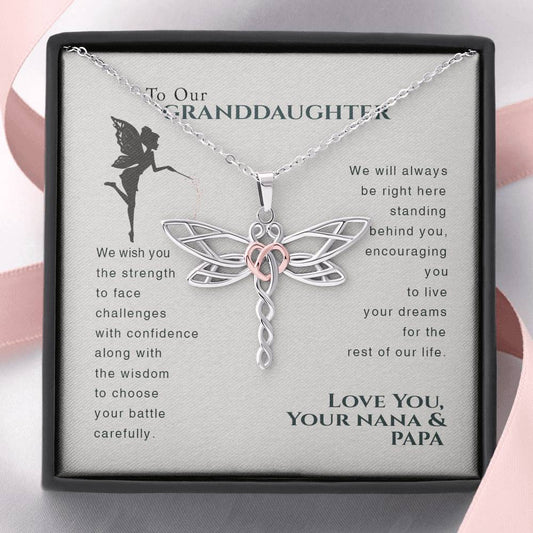 To Our Granddaughter Dragonfly Necklace Gift Granddaughter from nana papa