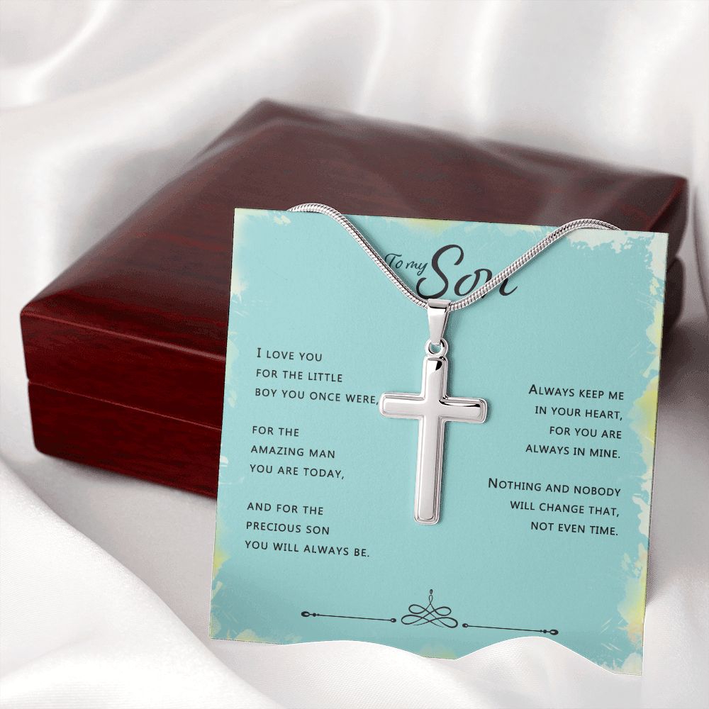 To My Son Necklace From Mom and Dad Jewelry Son Gifts From Mom and Dad, Mother and Son Necklace, Birthday Gift For My Son Graduation Christmas Stainless Steel Cross Necklace Present