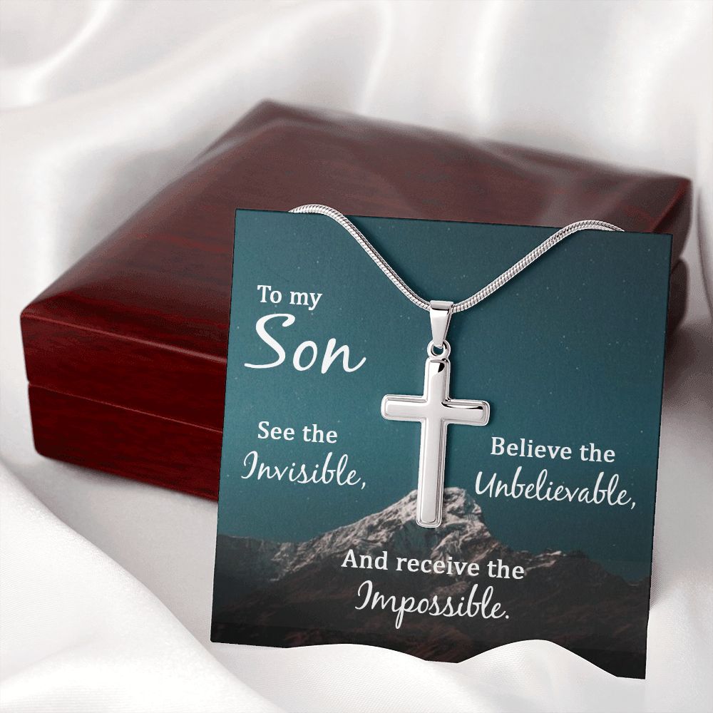 To My Son Necklace From Mom and Dad Jewelry Son Gifts From Mom and Dad, Mother and Son Necklace, Birthday Gift For My Son Graduation Christmas Cuban Link Chain Necklace Present