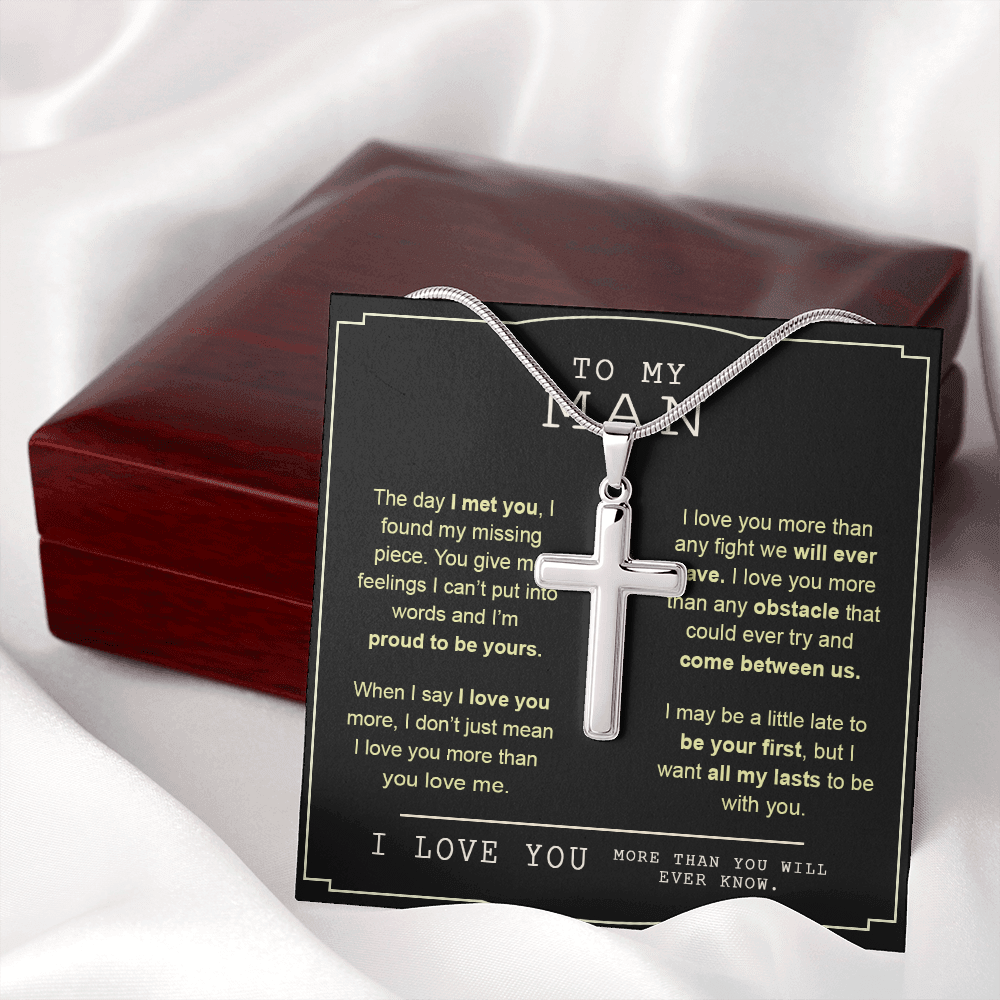 To My Man Necklace Gift or Him Cross Necklace Valentines Day Day For Man Husband 175100654749