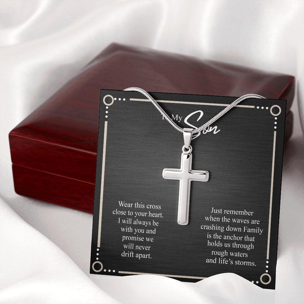 To My Son Necklace From Mom and Dad Jewelry Son Gifts From Mom and Dad, Mother and Son Necklace, Birthday Gift For My Son Graduation Christmas Stainless Steel Cross Necklace Present for Son