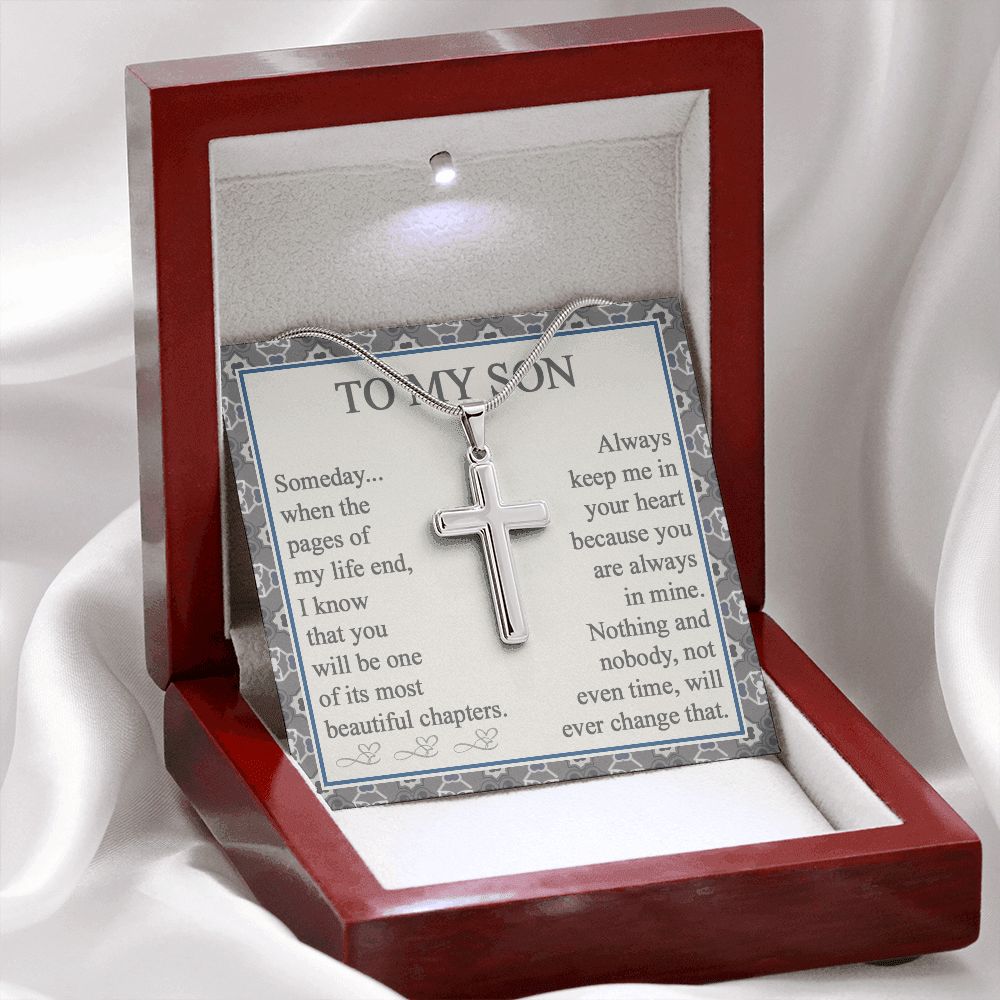 To My Son Necklace From Mom and Dad Jewelry Son Gifts From Mom and Dad, Mother and Son Necklace, Birthday Gift For My Son Graduation Christmas Stainless Steel Cross Necklace Present
