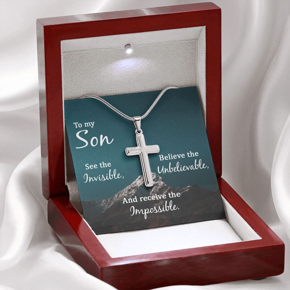 To My Son Necklace From Mom and Dad Jewelry Son Gifts From Mom and Dad, Mother and Son Necklace, Birthday Gift For My Son Graduation Christmas Cuban Link Chain Necklace Present