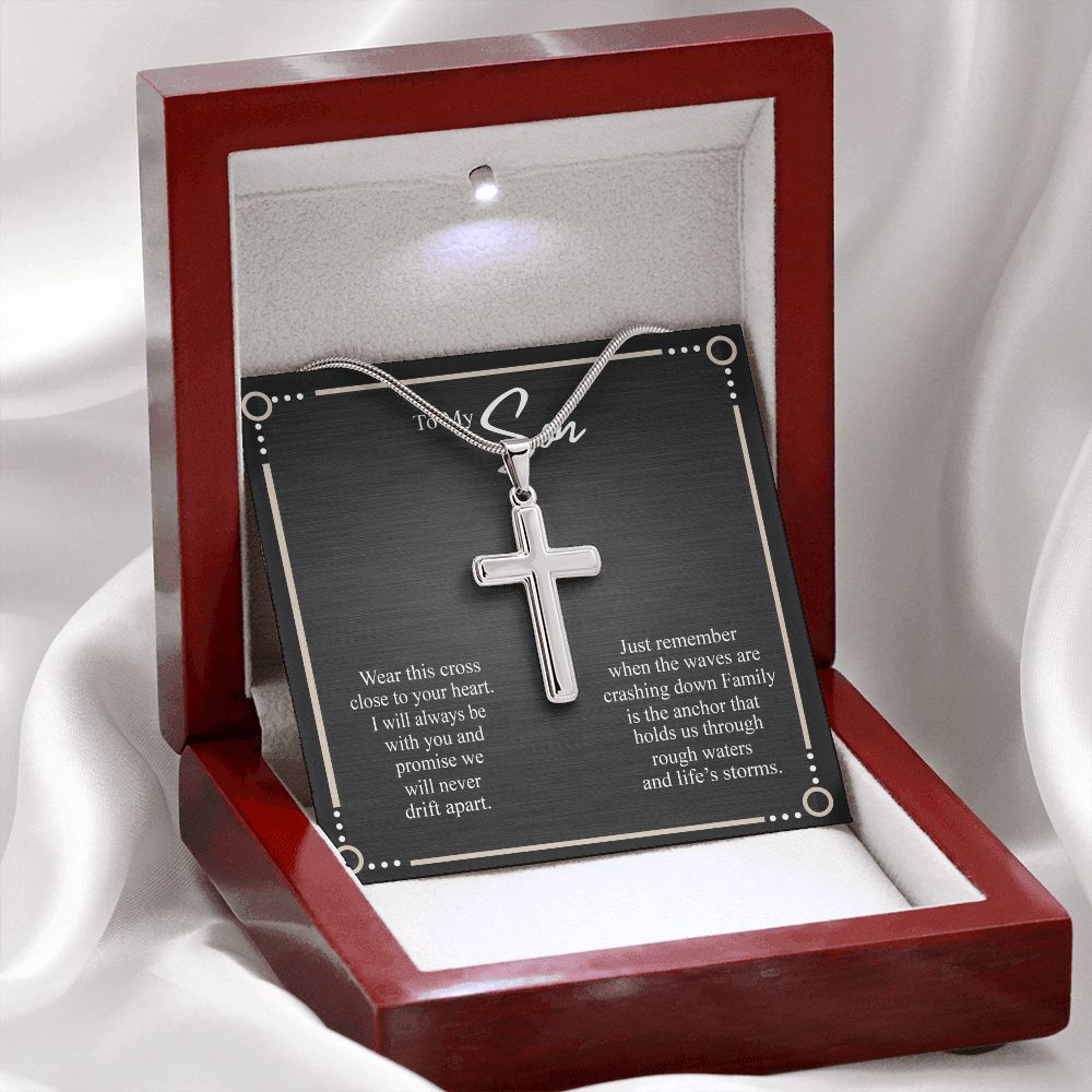 To My Son Necklace From Mom and Dad Jewelry Son Gifts From Mom and Dad, Mother and Son Necklace, Birthday Gift For My Son Graduation Christmas Stainless Steel Cross Necklace Present for Son