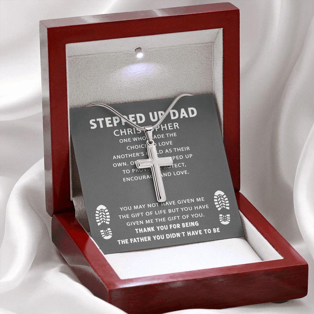 Cross Neckalce for Stepped Up Dad, To My Stepped Up Dad Necklace