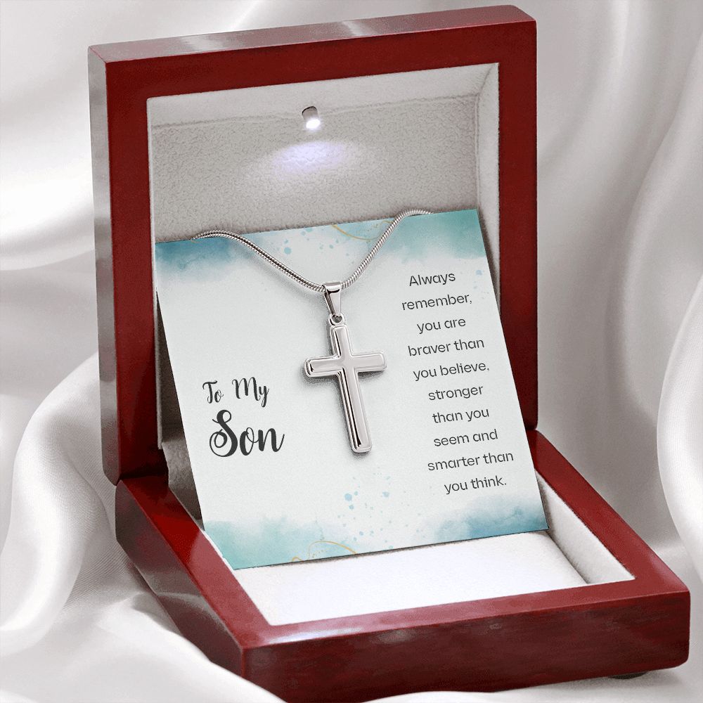 To My Son Necklace From Mom and Dad Jewelry Son Gifts From Mom and Dad, Mother and Son Necklace, Birthday Gift For My Son Graduation Christmas Cuban Link Chain Necklace Present