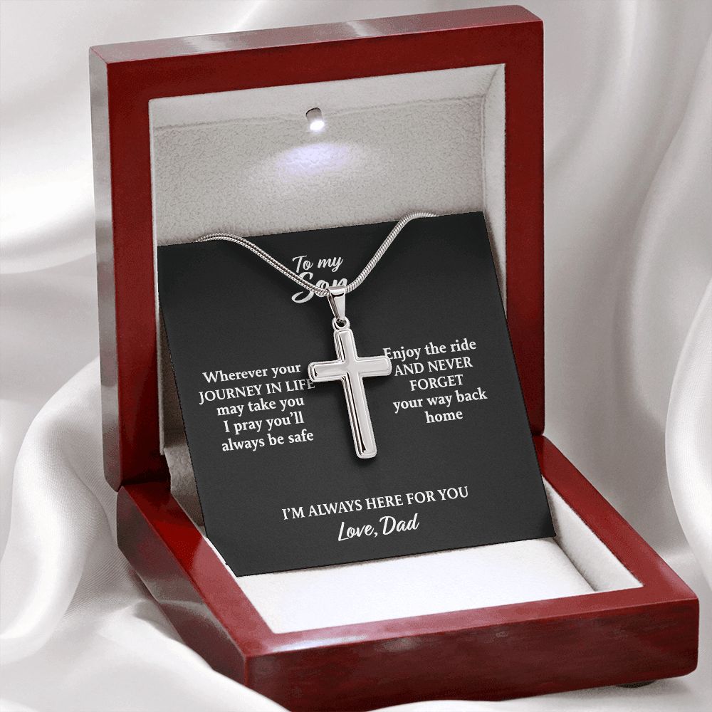 To My Son Necklace From Mom and Dad Jewelry Son Gifts From Mom and Dad, Mother and Son Necklace, Birthday Gift For My Son Graduation Christmas Stainless Steel Cross Necklace Present for Son